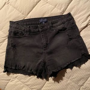 Black denim shorts